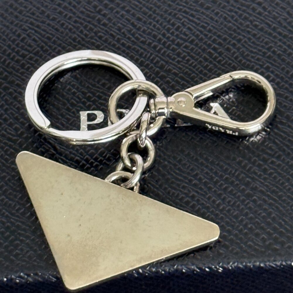 PRADA Key Ring Charm PRADA Metal Triangle Triangle Logo Plate, Yellow, IPS057 - Picture 9 of 10